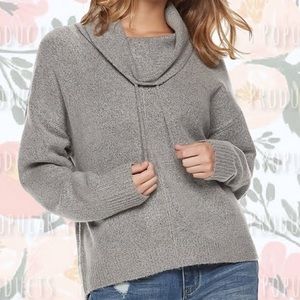 Funnel Neck Sweater, Gray